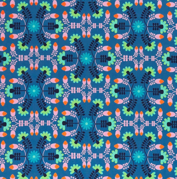 Baumwollstoff - Samba - popelin - Blumen - blau - by Jolijou