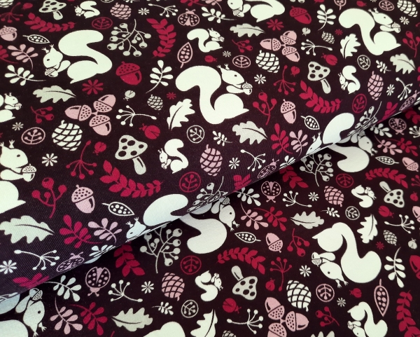 Sommersweat- French Terry - Cozy Forest - Lycklig Design - aubergine