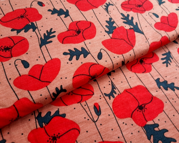 Lillestoff - Modal - Poppies - coral