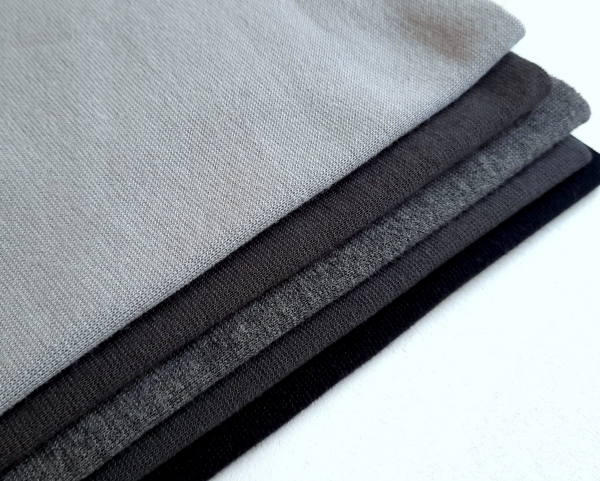 Bündchen - Paket - grau - schwarz  - 5x 20 cm