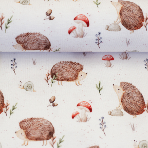 Preview: Jersey - liefe in the forest - by Christiane Zielinski - Igel - weiss Preview: Jersey - liefe in the forest - by Christiane Zielinski - Igel - weiss