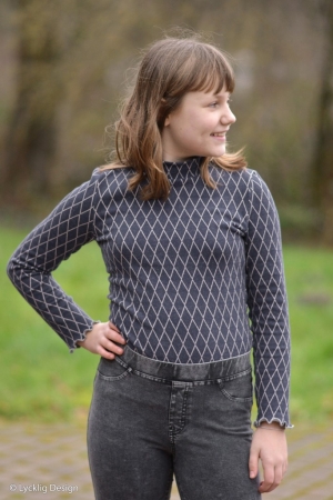 Jacquard Jersey - Cozy Collection - by Lycklig - Raute dunkelblau
