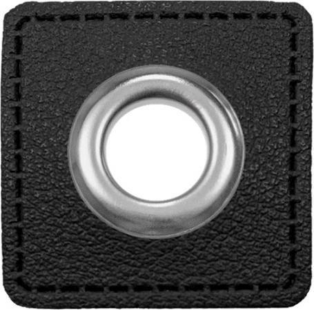 Ösen Patches für Kordeln - Lederimitat - 10 mm - schwarz