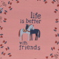 Preview: Panel - Jersey - Happy Together - Pferd - rosa