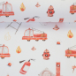 Preview: Baumwollstoff - Feuerwehr - weiss - rot