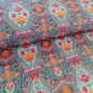 Preview: Dekostoff - Samtstoff - Boho Velvet - Muster - petrol