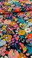 Preview: Jersey - bunte Blumen - dunkelblau
