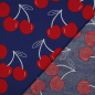 Preview: beschichteter Baumwollstoff - Kirschen - blau