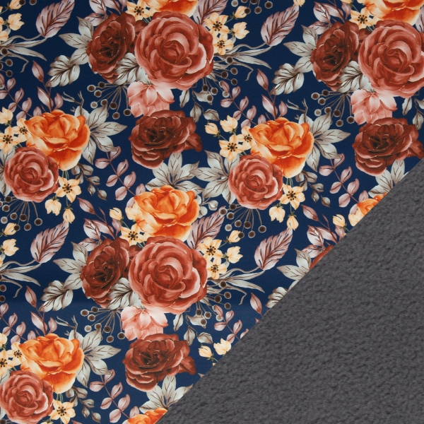 Softshell - Blumen - bunt - blau