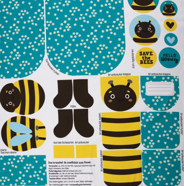 Preview: Canvas - Tierbeutel - Biene - by Käselotti