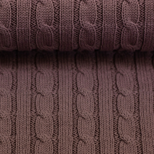 Baumwoll Strick - Sophie - Zopfmuster - mauve