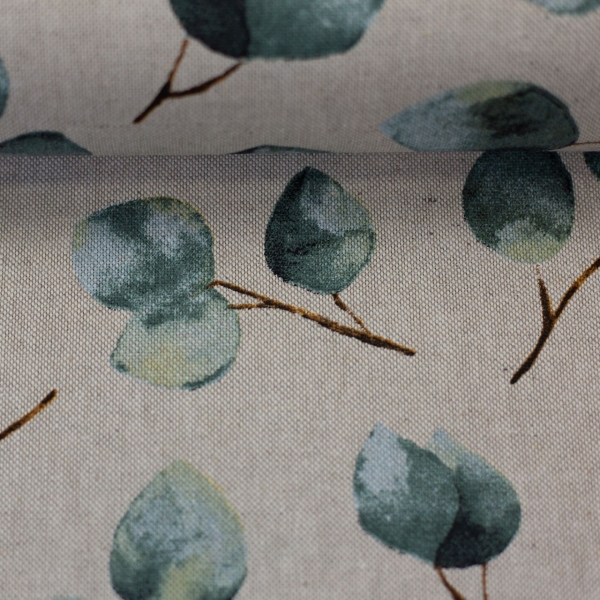 Dekostoff - Eucalyptus - Blätter - beige