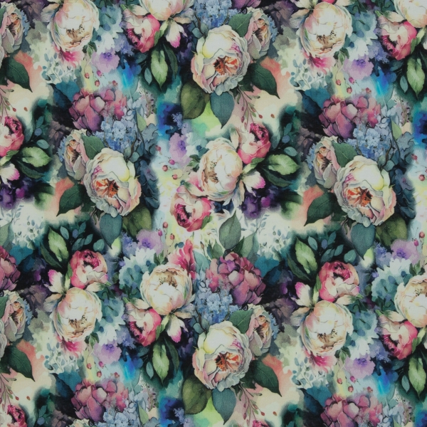 Preview: Alpenfleece - Blumen - beige - altrosa