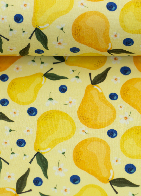 Baumwollstoff - Fruits - Birnen - gelb
