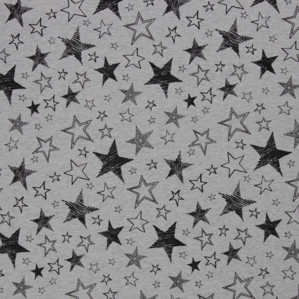 Preview: Alpenfleece -Stars - grau - schwarz