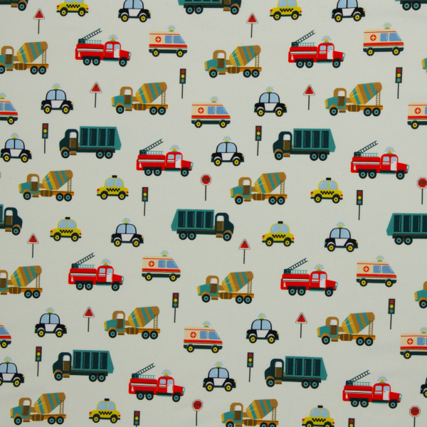 Preview: Jersey - Fahrzeuge - weriss - bunt