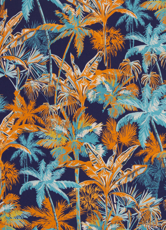 Preview: Baumwoll - Webware - Tropical Palm  - by Bienvenido Colorido - blau