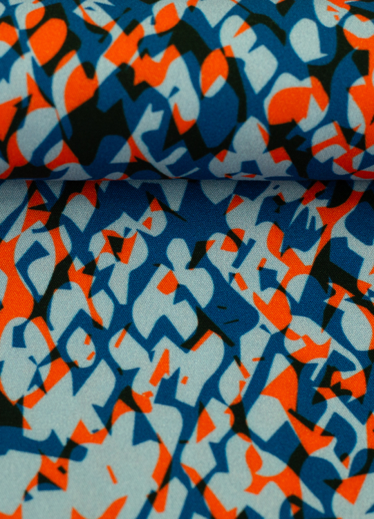 Viskose - Webware - Shiny Scales - by Thorsten Berger - blau - orange