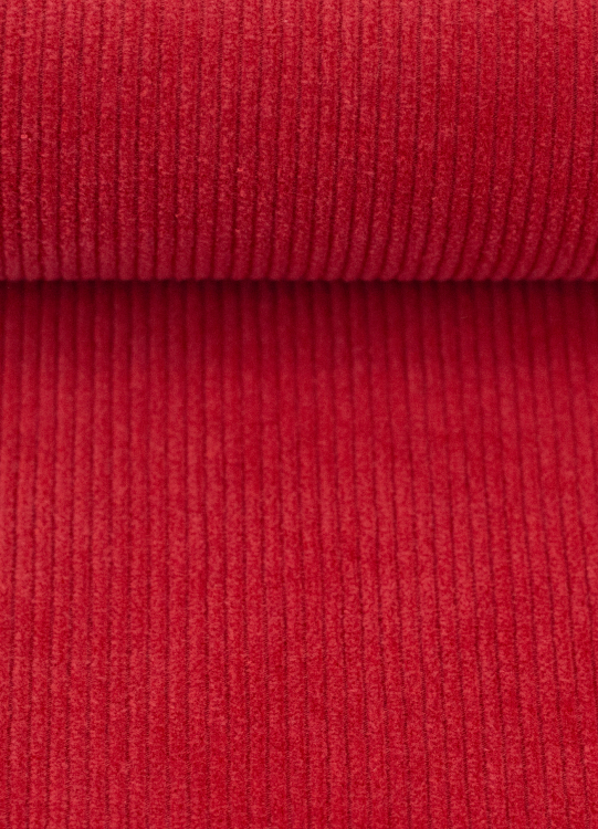 weicher Cordjersey - Cord - Juna - rauchblau - rot