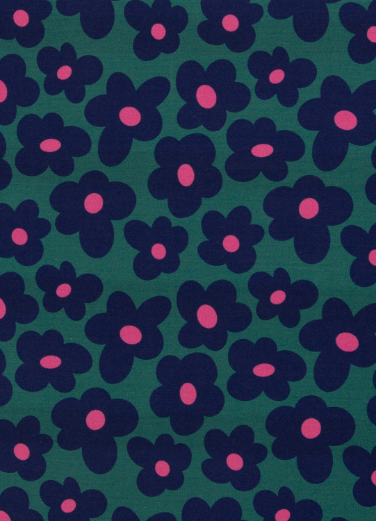Preview: Viskose Jersey - Happy Flowers - by Cherry Picking - dunkelblau