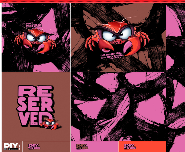 Preview: Kissen - Panel - Crab - pink - Samt - Salty Pillows - Thorsten Berger