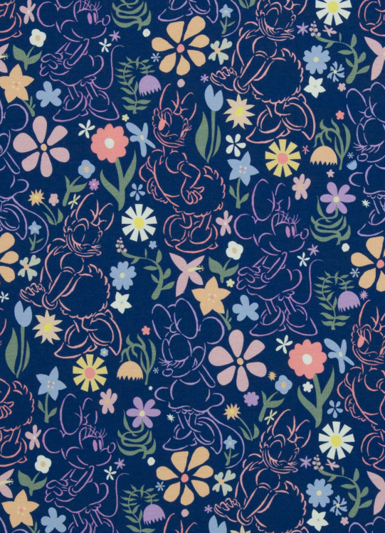 Jersey - Minnie - Daisy - Blümchen - dunkelblau