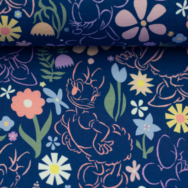 Preview: Jersey - Minnie - Daisy - Blümchen - dunkelblau