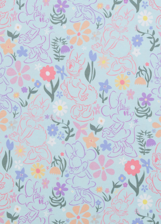 Jersey - Minnie - Blümchen -  hellblau