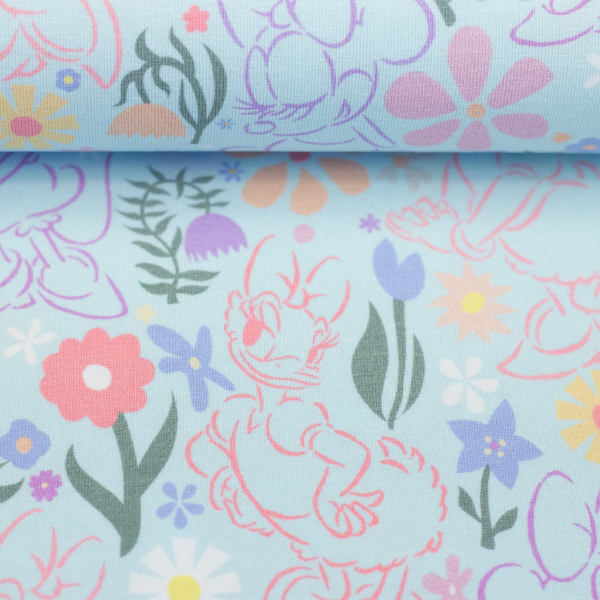 Preview: Jersey - Minnie - Blümchen -  hellblau