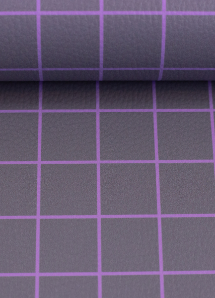 Kunstleder - Happy - Cherry Picking - karo - grau - flieder