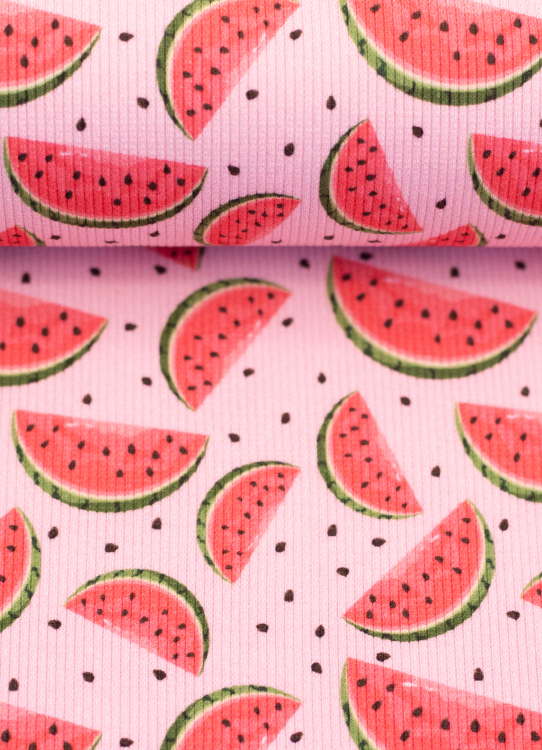 Rippjersey - Melonen - rosa - rot