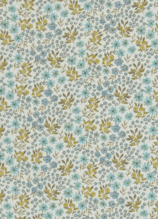 Preview: Musselin - Mina - kleine Streublümchen - gelb - blau