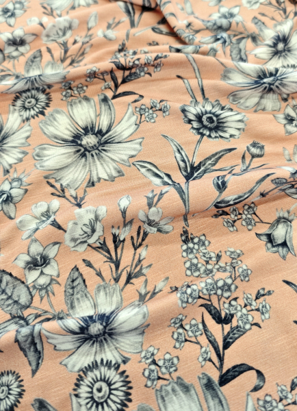 Viskose Jersey - Merle - Blumen - apricot