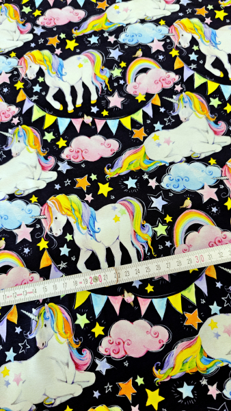 Preview: Jersey - Einhörner - Wimpel - dunkelblau - bunt