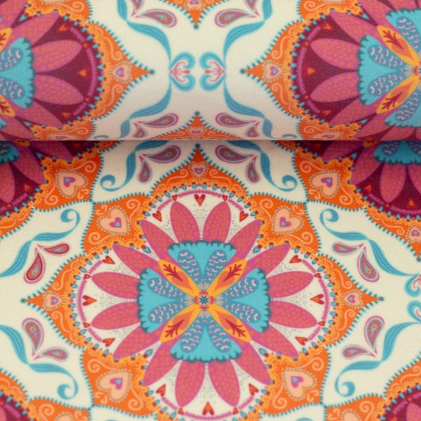 Dekostoff - Samtstoff - Boho Velvet - Ornamente - natur