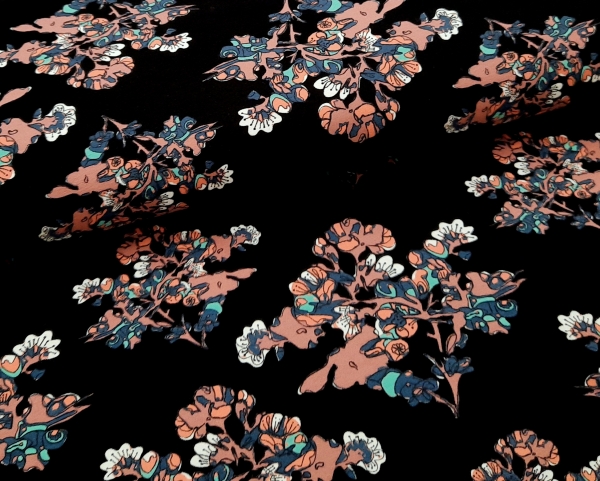 Preview: Lillestoff - Bio Summersweat - Fiori Dark