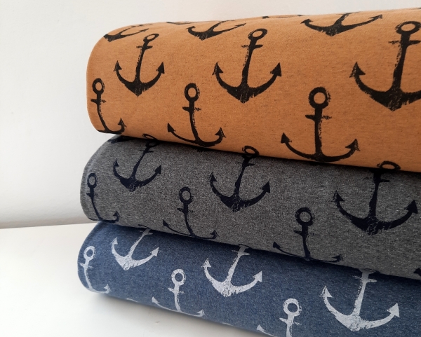 Preview: Sommersweat- French Terry - Anker - grau - schwarz