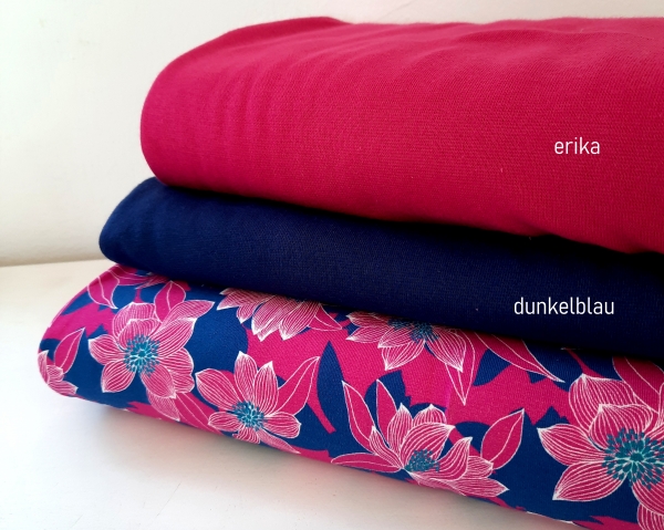 Preview: Jersey - Tropical Forest - Blumen - dunkelblau - erika