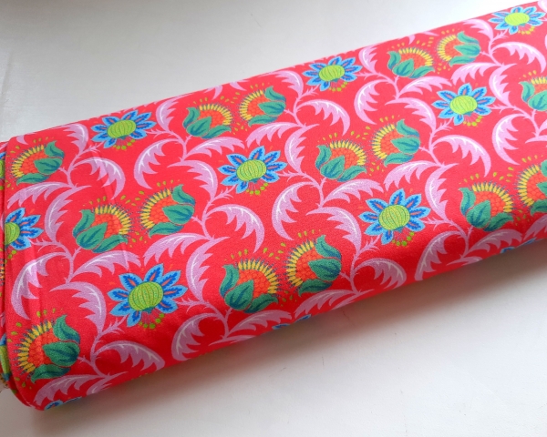 Jersey - Flora - kleine Blumen - koralle