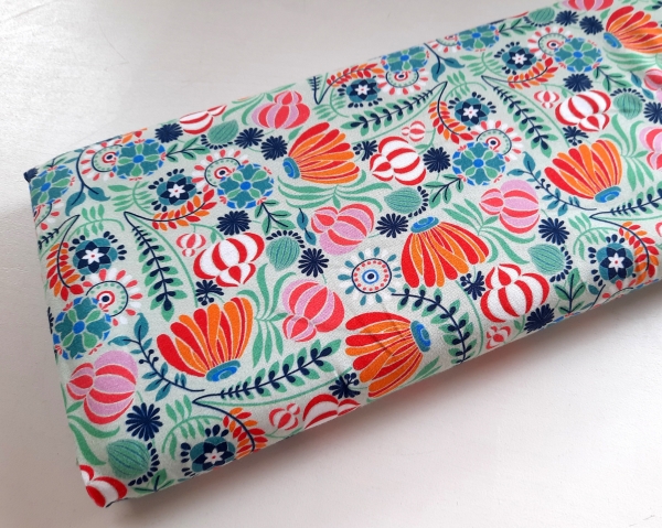 Jersey - Flora - bunte Blumen - grün, hellgrün