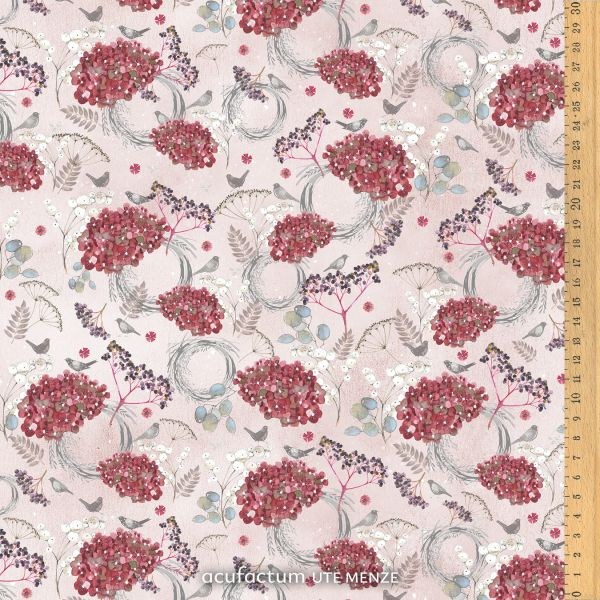 Preview: Baumwollstoff - Acufactum - Holunder & Hortensien  - 40 x 75 cm