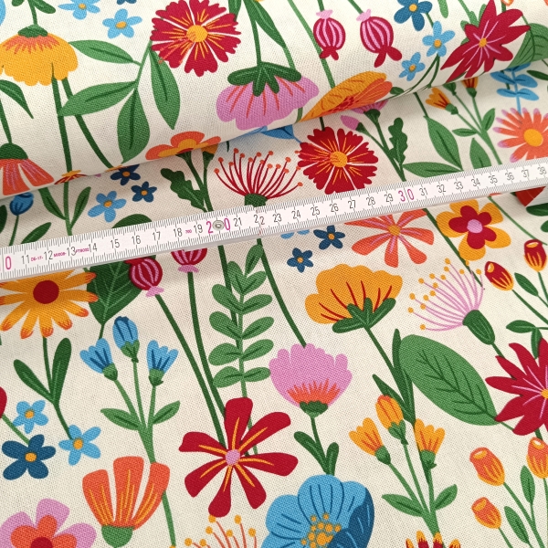 Canvas - bunte Blumen - weiss