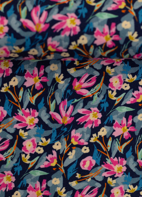 Viskose - Webware - Flowers - Anta - dunkelblau