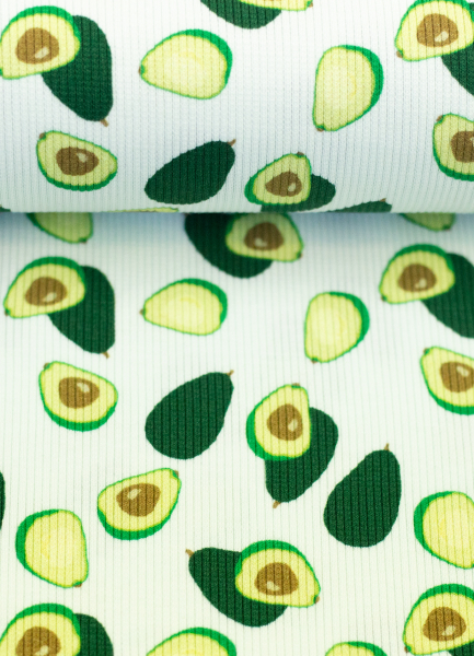 Rippjersey - Avocado - weiss
