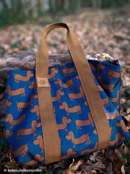 Preview: Happy - Collection - Dackel - Taschenstoff - Outdoor - blau