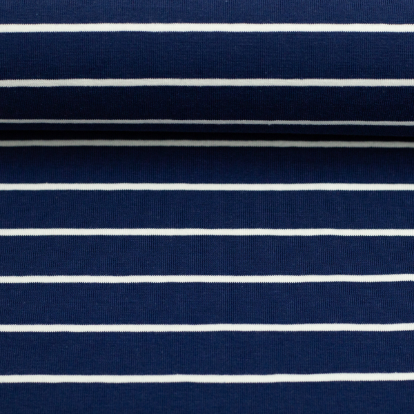 Jersey - Isa  - Streifen - dunkelblau - weiss