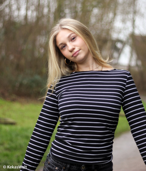 Jersey - Isa  - Streifen - schwarz - weiss