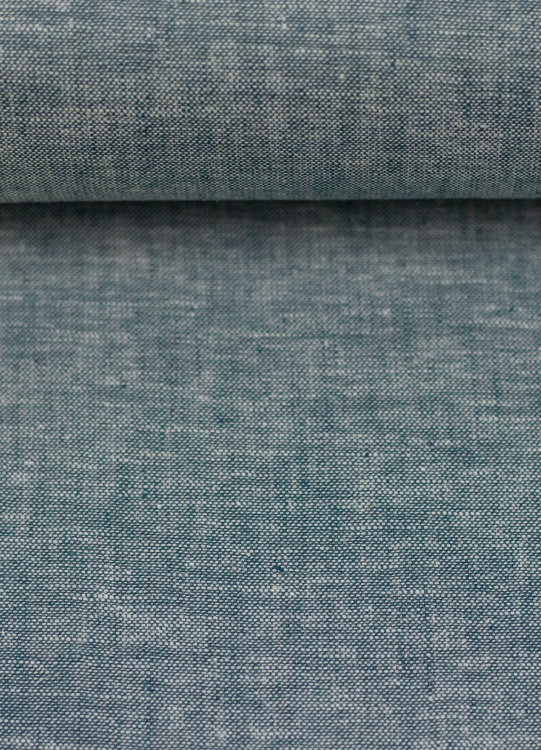 Baumwoll Leinen Stoff - Paul - leicht und luftig - petrol melliert