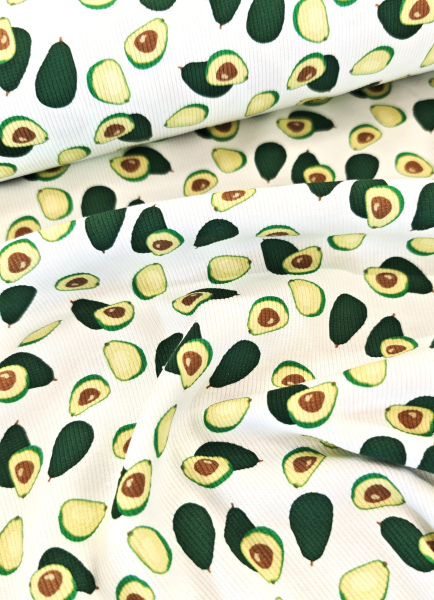 Rippjersey - Avocado - weiss