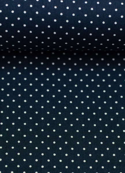 Baumwollstoff - Minipunkte - Hilde - dunkelblau